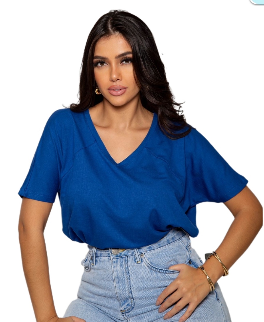 Blusa Feminina Malha Manga Curta Plus Size