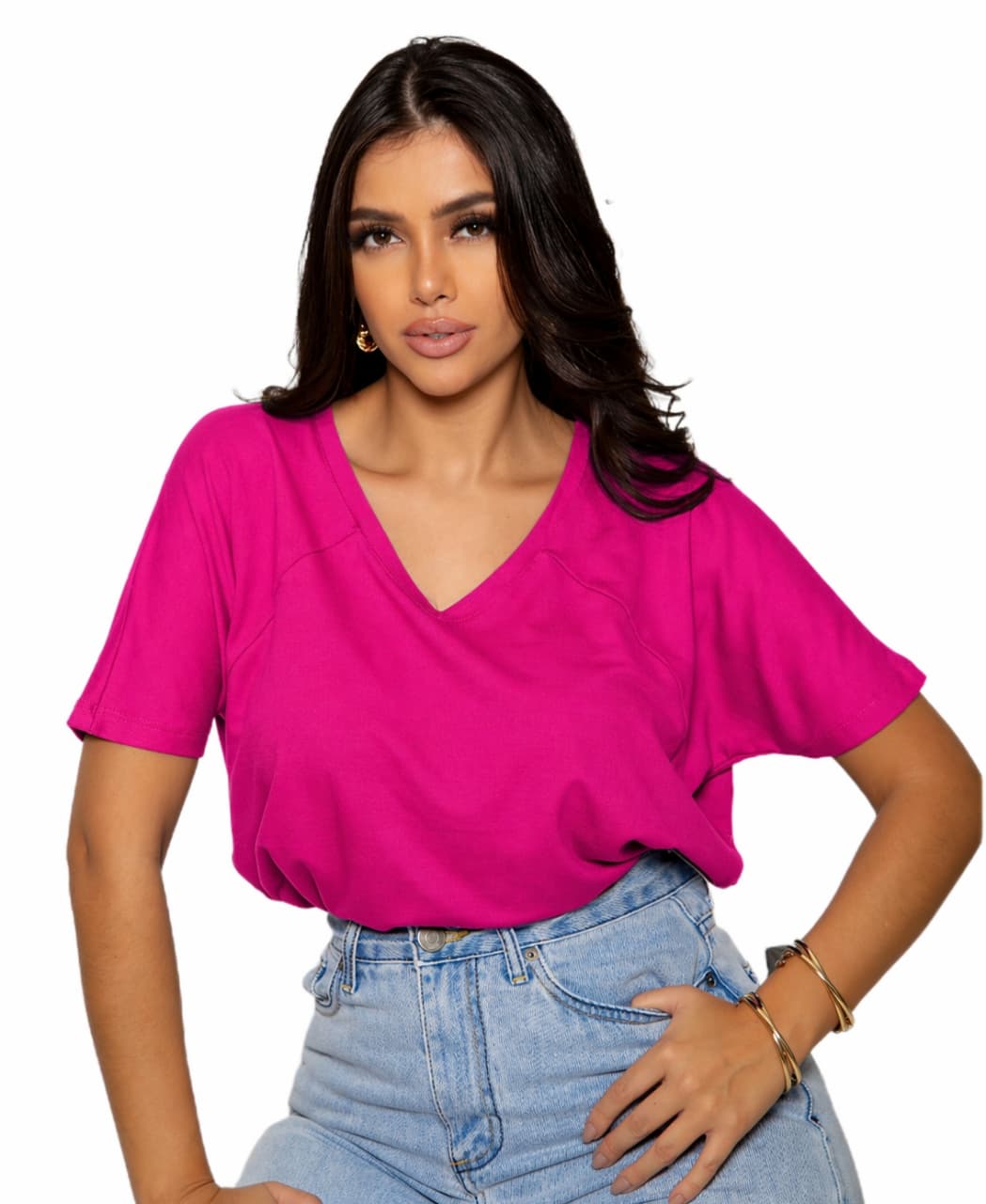 Blusa Feminina Malha Manga Curta Plus Size - Imagem 2