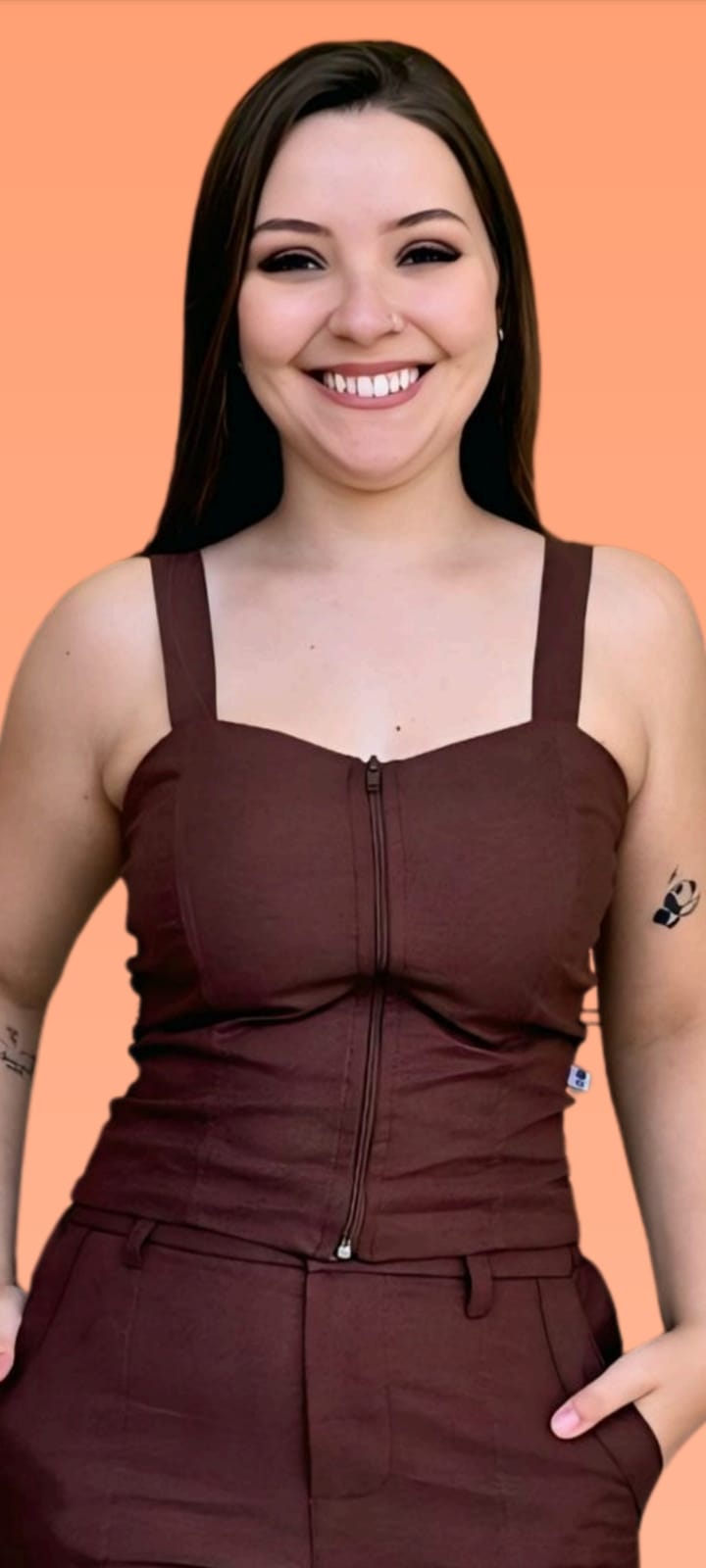 Blusa Alça Alfaiataria Cropped Linho