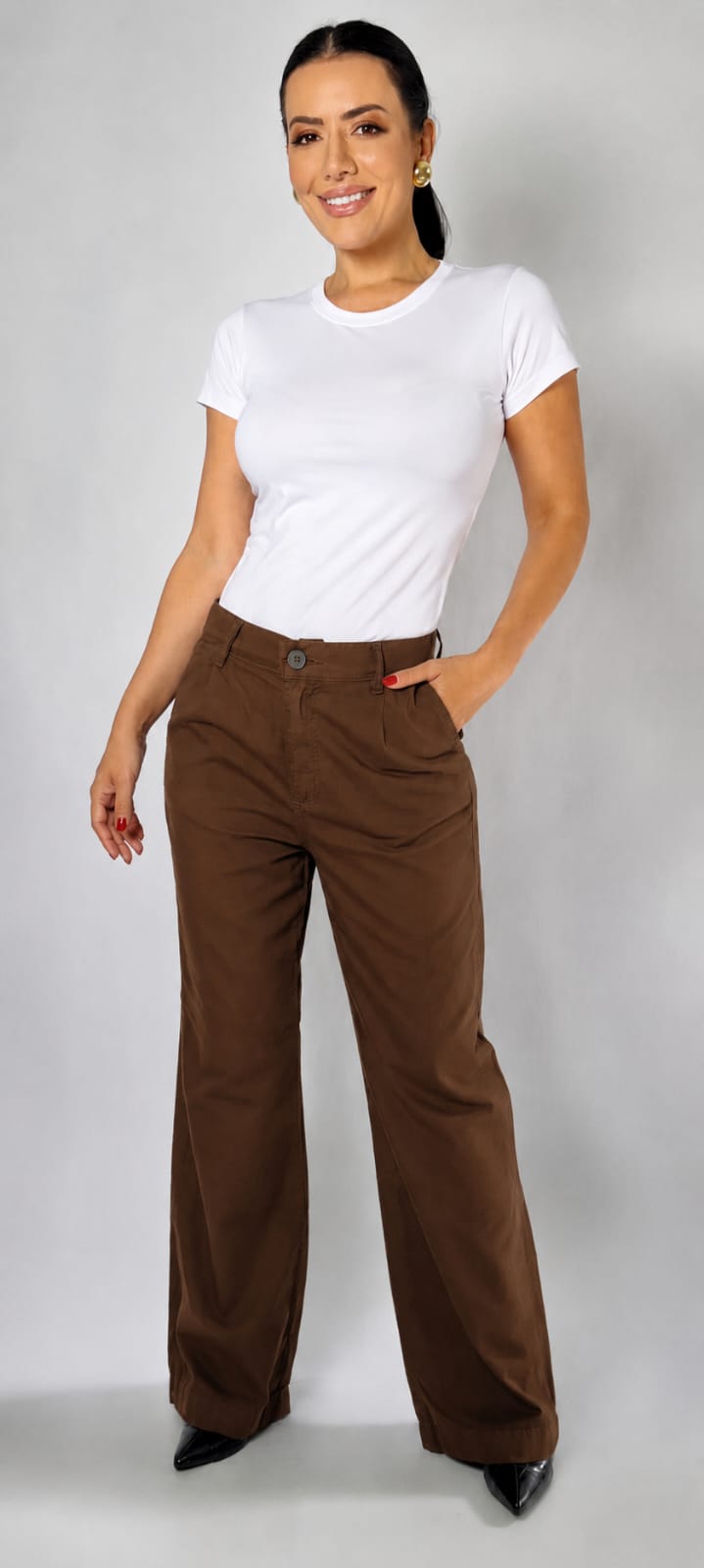 Calça Feminina Linho Alfaiataria Wide leg - Imagem 3